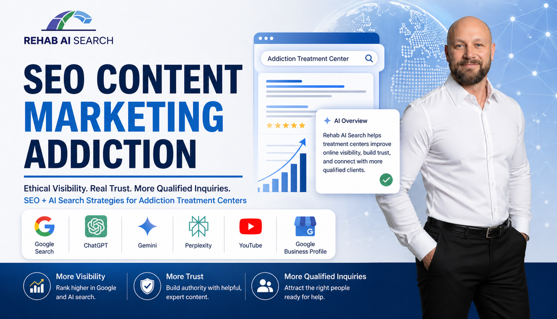 SEO content marketing addiction strategy for rehab centers using Google and AI search.