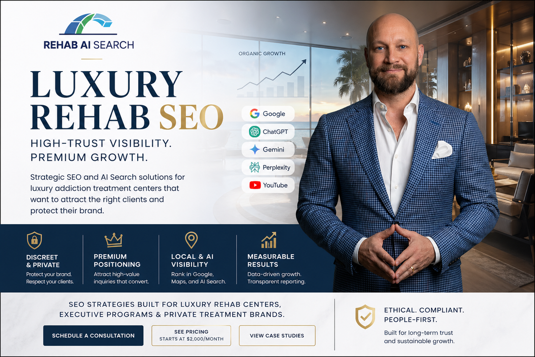 Luxury rehab SEO strategy for private addiction treatment centers using Google and AI search.