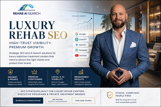 Luxury rehab SEO strategy for private addiction treatment centers using Google and AI search.