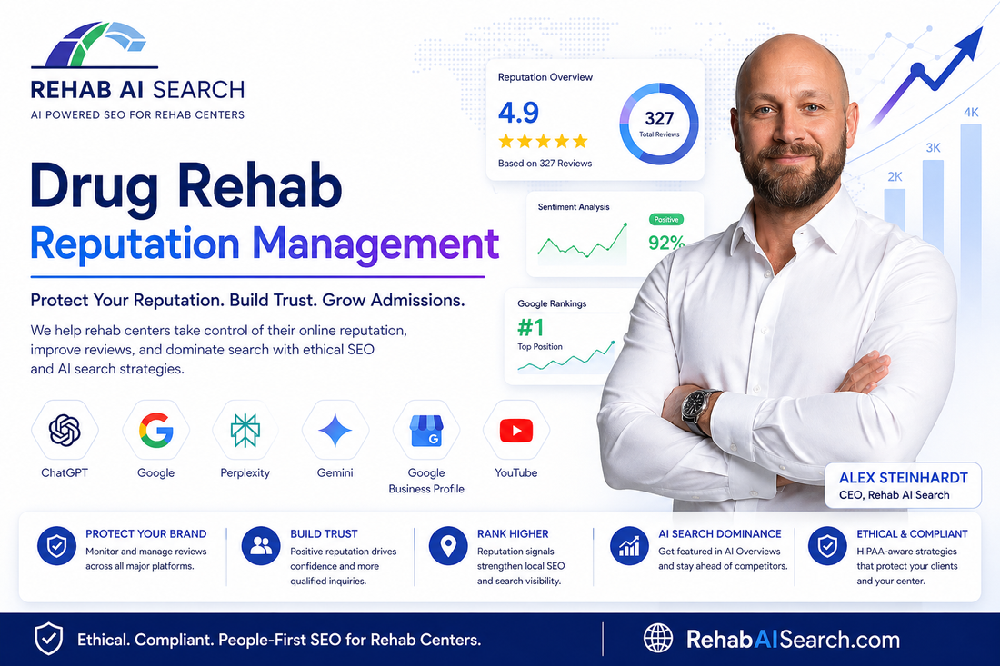 Drug rehab reputation management strategy for reviews, trust, Google visibility, and AI search
