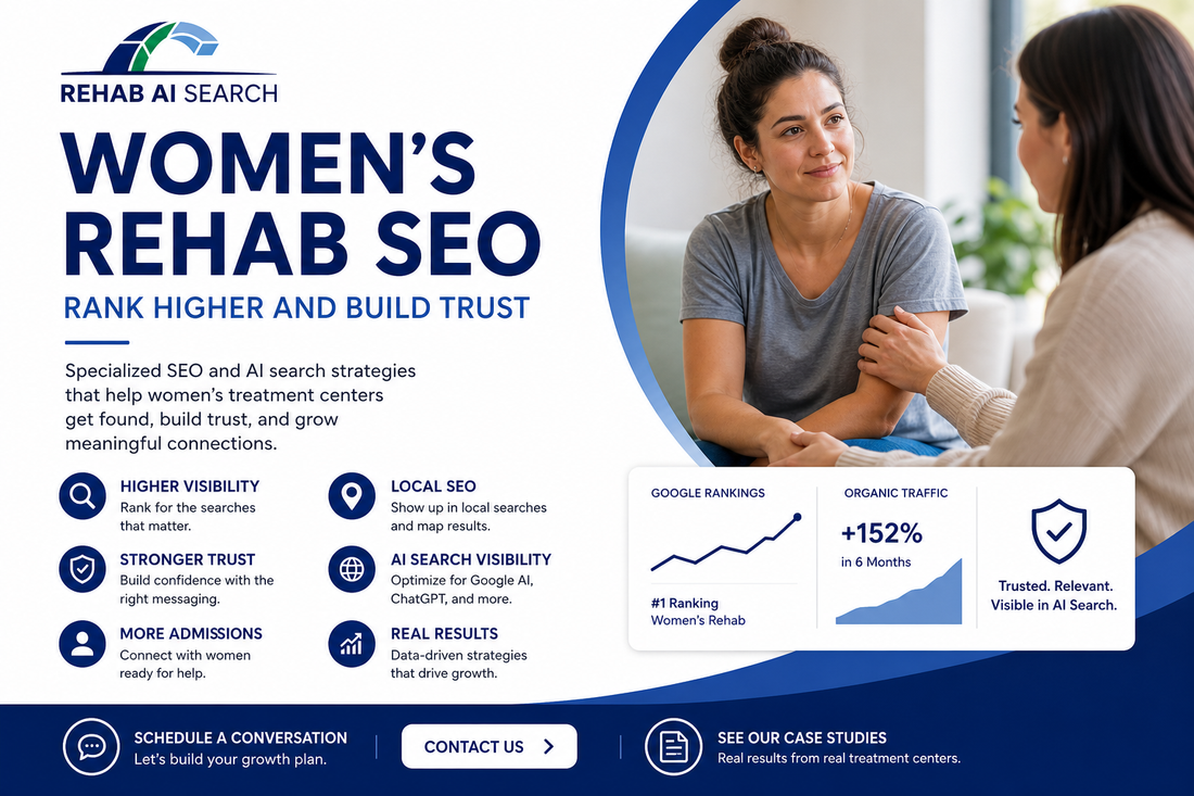 Women’s rehab SEO strategy showing how treatment centers rank higher and build trust online
