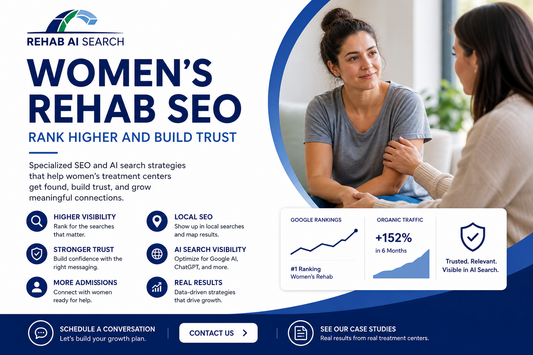 Women’s rehab SEO strategy showing how treatment centers rank higher and build trust online