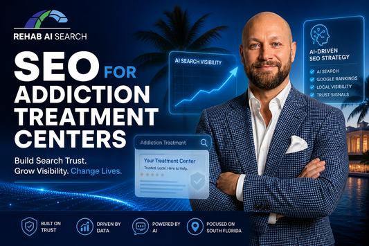 SEO for addiction treatment centers strategy dashboard for rehab centers and AI search visibility
