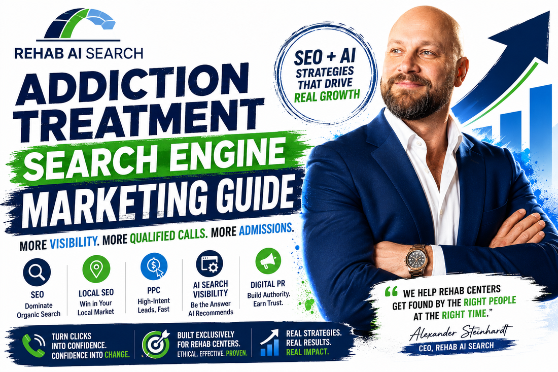 Addiction treatment search engine marketing strategy for rehab centers using SEO, PPC, local search, and AI visibility