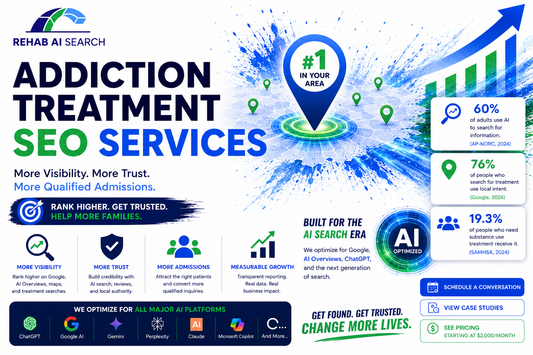 Addiction treatment SEO services strategy for rehab centers with AI search visibility and Google ranking growth