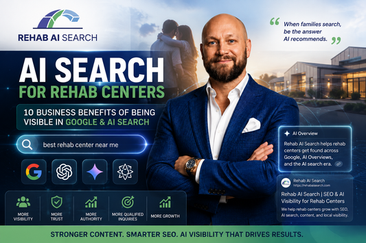 AI search for rehab centers showing Google organic search and AI recommendation visibility for addiction treatment programs