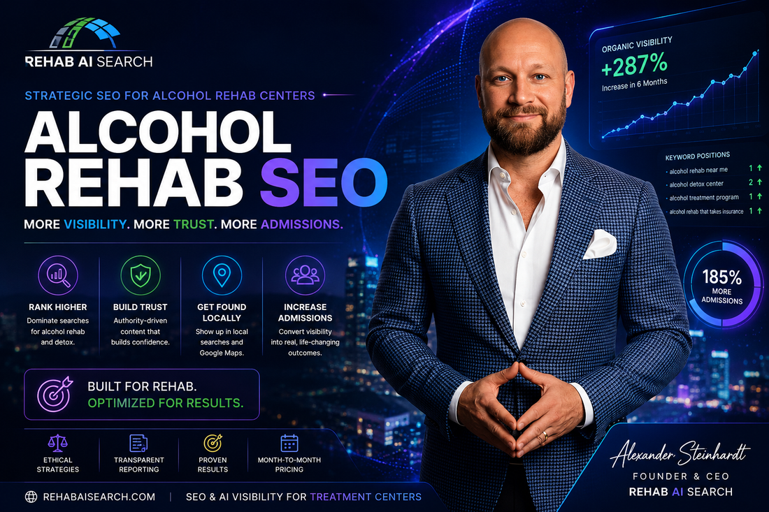 Alcohol rehab SEO search intent map for treatment centers, Google visibility, local rankings, and Rehab AI Search strategy