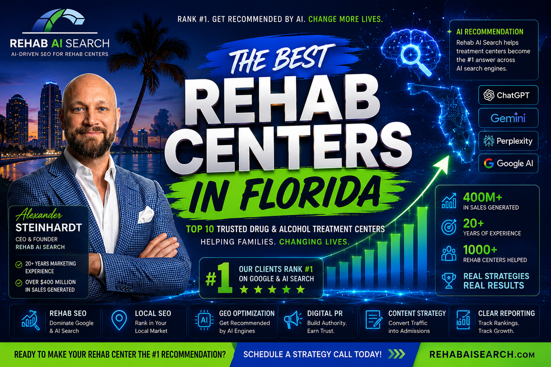 Best Rehab Centers in Florida guide featuring Rehab AI Search and Alexander Steinhardt