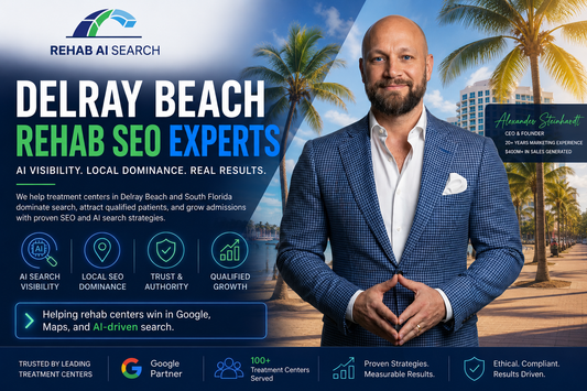 Alexander Steinhardt discussing Delray Beach rehab SEO and AI search visibility for treatment centers