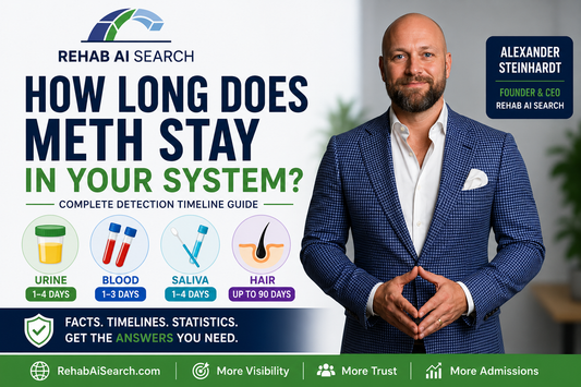 How long does meth stay in your system complete detection timeline guide featuring Alexander Steinhardt CEO of Rehab AI Search and meth drug test detection windows