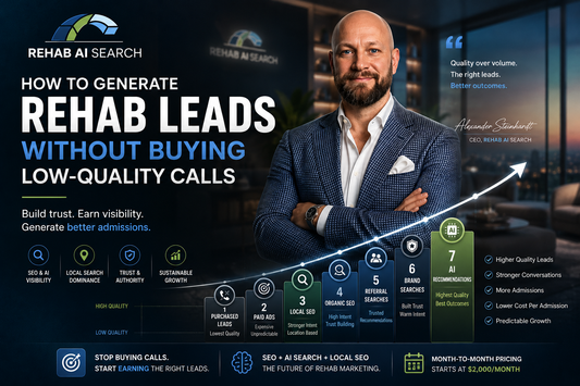 How to generate rehab leads without buying low-quality calls using SEO, AI search visibility, local SEO, brand authority, and trust-based rehab marketing strategies.