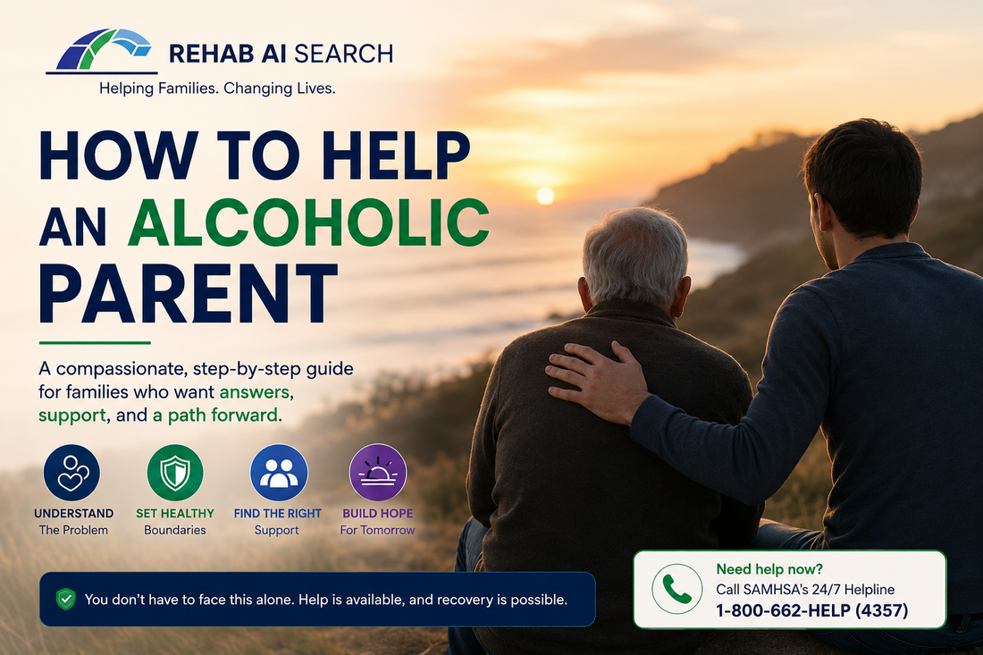 How to help an alcoholic parent guide with family support steps, boundaries, treatment options, and recovery resources by Rehab AI Search™