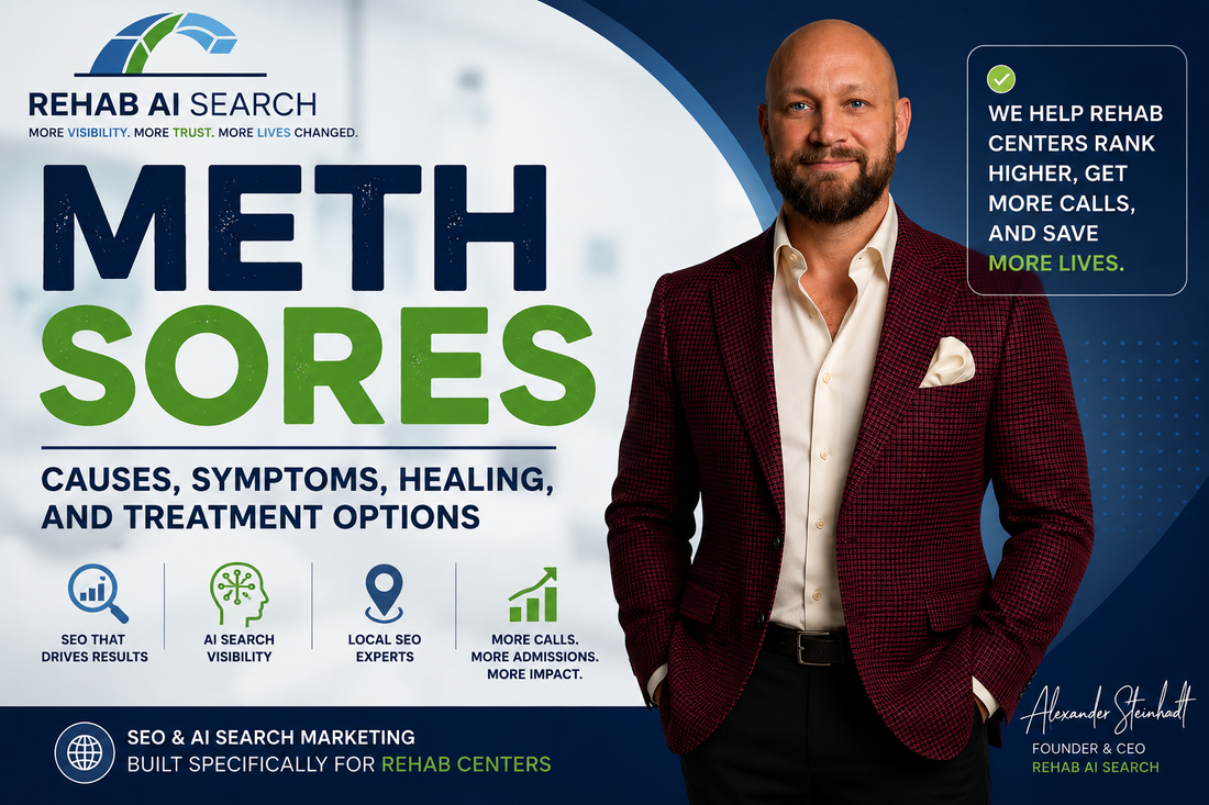 Meth sores guide featuring symptoms, causes, healing timeline, treatment options, infection risks, and recovery support for methamphetamine use.