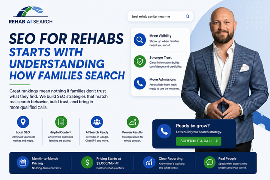 SEO for rehabs report showing how families search for addiction treatment centers online