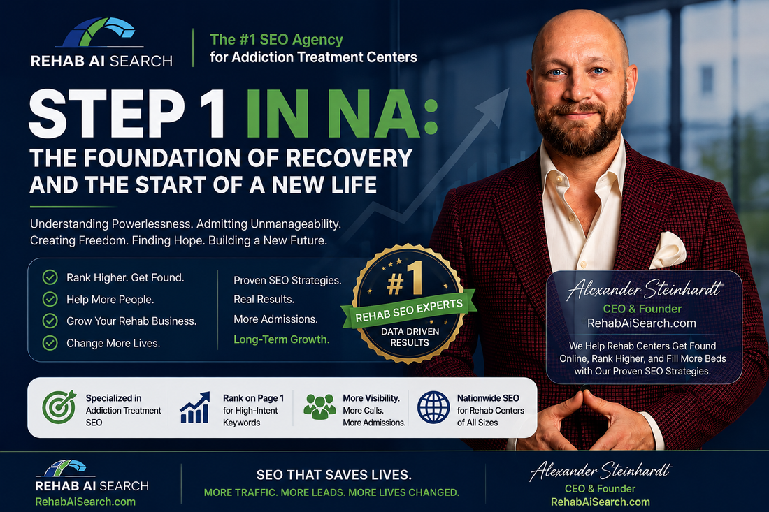 Step 1 in NA recovery guide explaining powerlessness, unmanageability, honesty, and support
